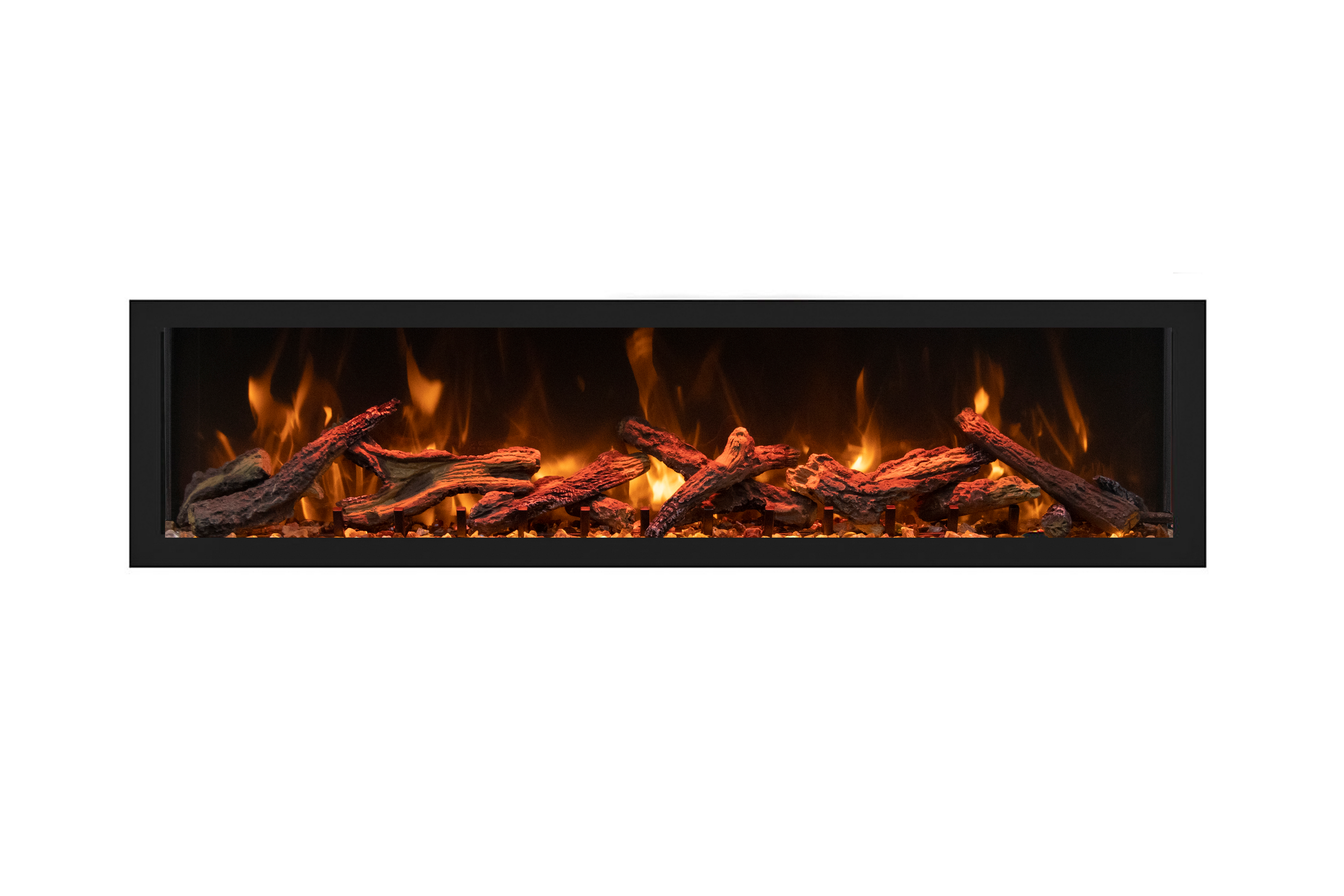55" Extra Tall Indoor or Outdoor Built-in Electric Fireplace with Black Steel Surround