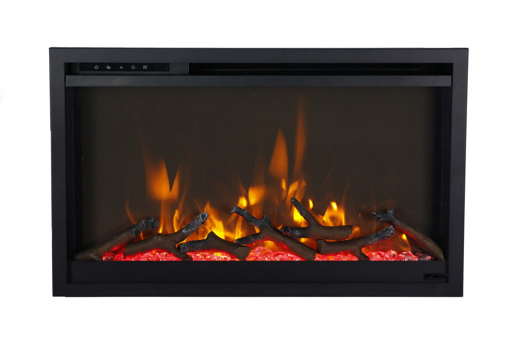 Traditional Xtraslim Smart Electric 30" WiFi Enabled Fireplace, Featuring a Multi Function Remote Control, Multi Flame Speeds and Clear Glass Media