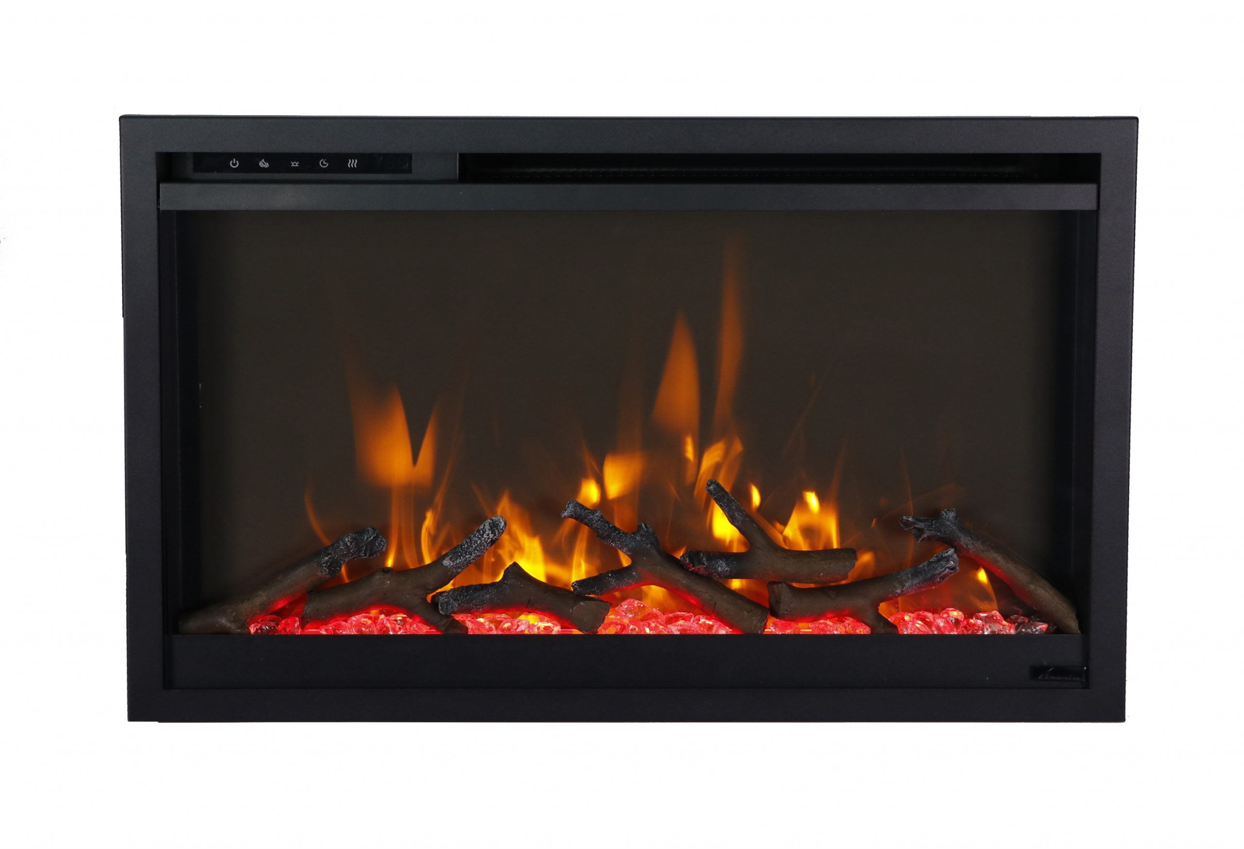 Traditional Xtraslim Smart Electric 26" WiFi Enabled Fireplace, Featuring a Multi Function Remote Control, Multi Flame Speeds and Clear Glass Media
