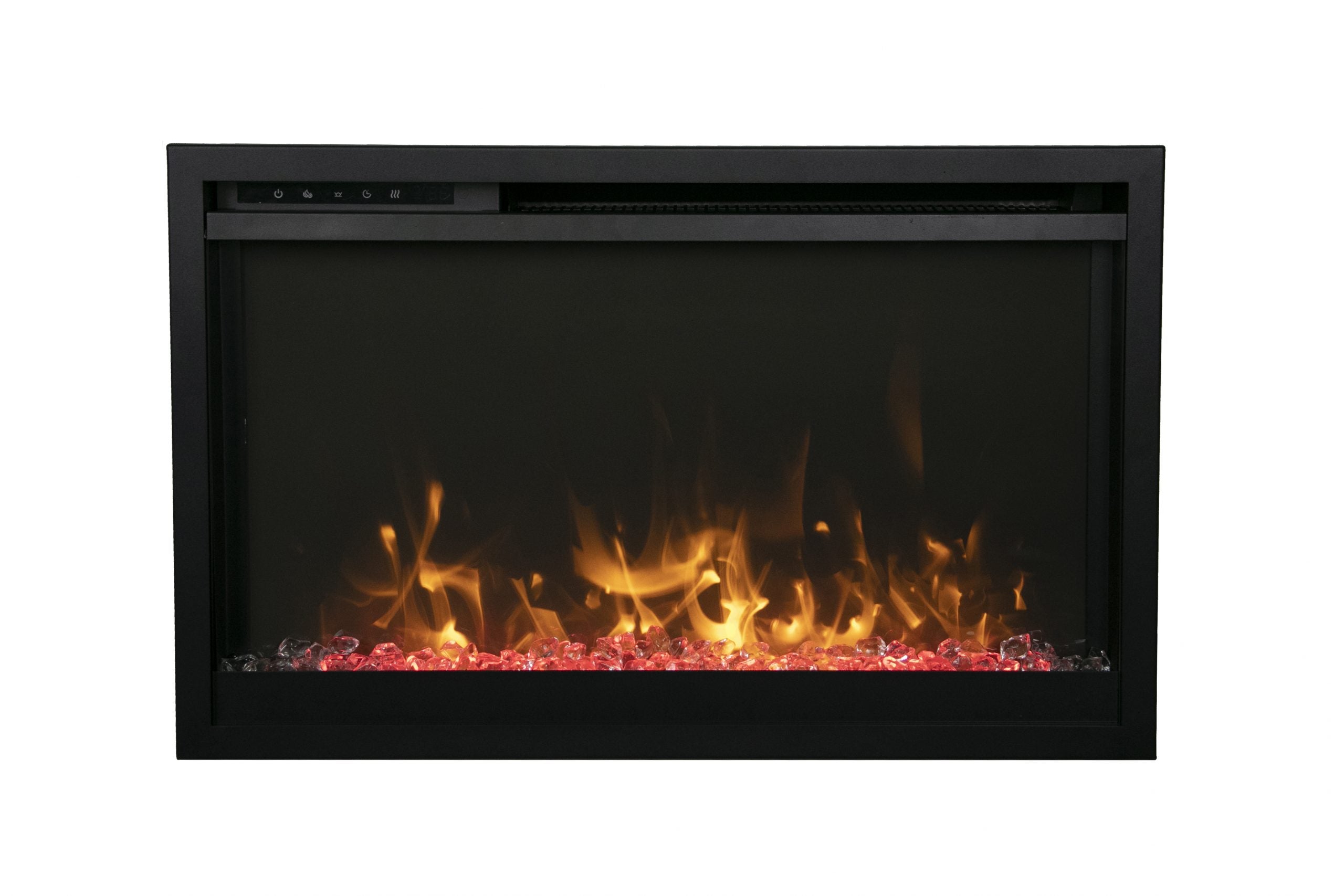 Traditional Xtraslim Smart Electric 30" WiFi Enabled Fireplace, Featuring a Multi Function Remote Control, Multi Flame Speeds and Clear Glass Media