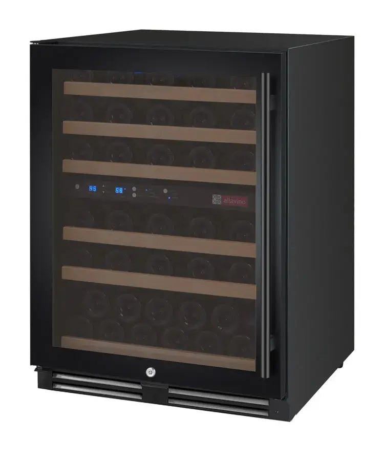 Allavino FlexCount Series 56 Bottle Dual Zone Undercounter Wine Refrigerator with Black Door - Left Hinge