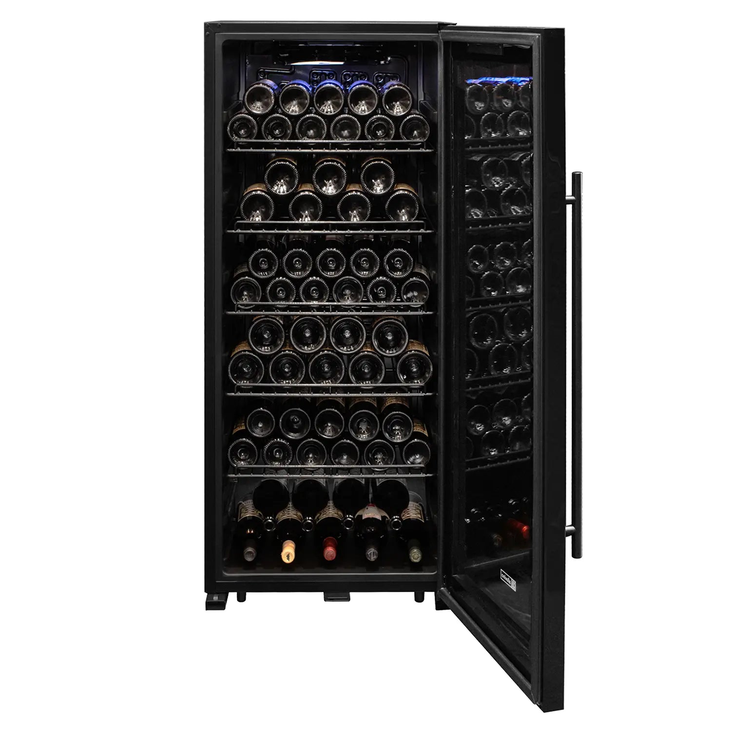 Allavino Contemporary 102 Bottle Single Zone Freestanding Wine Refrigerator with Black Glass Door