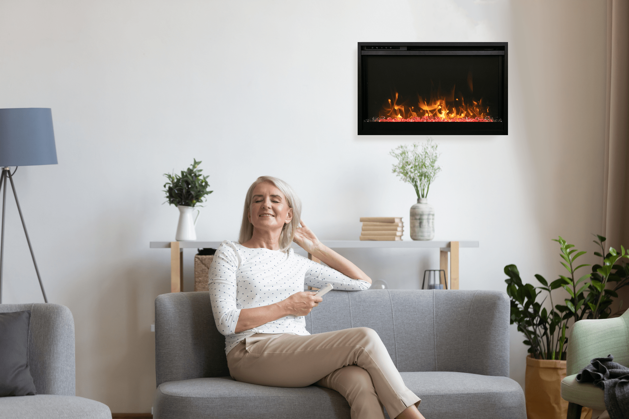Traditional Xtraslim Smart Electric 26" WiFi Enabled Fireplace, Featuring a Multi Function Remote Control, Multi Flame Speeds and Clear Glass Media