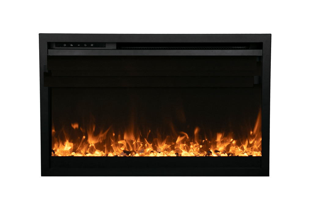 Traditional Xtraslim Smart Electric 30" WiFi Enabled Fireplace, Featuring a Multi Function Remote Control, Multi Flame Speeds and Clear Glass Media