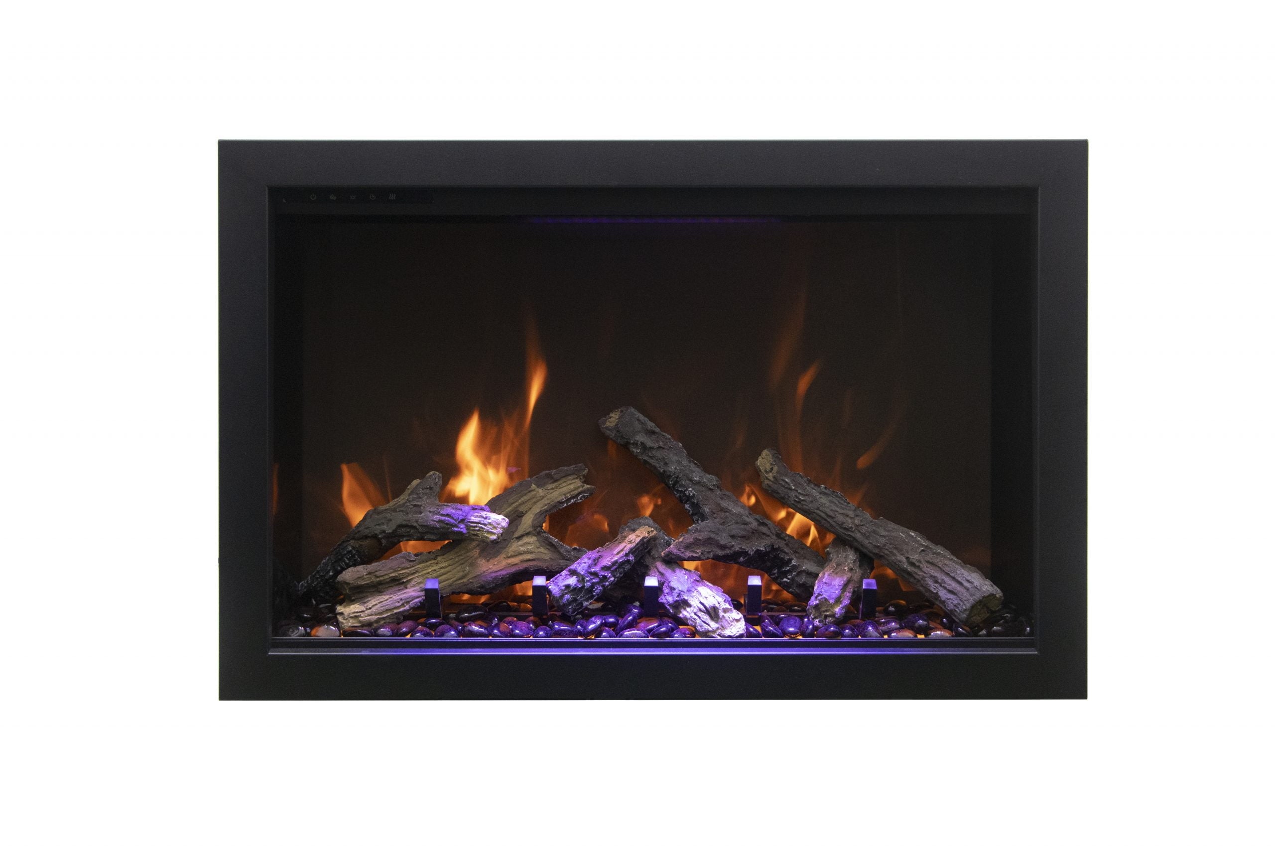 Traditional Lumina 26" Indoor Outdoor Smart Electric Fireplace, WiFi Enabled, Programable Remote Control, Multi Flame Speeds, Comes with Real Glass and Oak Log Set