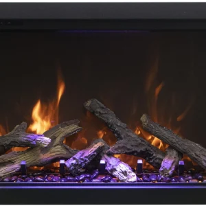 CLASSIC Lumina 48" Indoor Outdoor Smart Electric Fireplace, WiFi Enabled, Programable Remote Control, Multi Flame Speeds, Comes with Real Glass and Oak Log Set