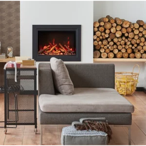 CLASSIC Lumina 44" Indoor Outdoor Smart Electric Fireplace, WiFi Enabled, Programable Remote Control, Multi Flame Speeds, Comes with Real Glass and Oak Log Set