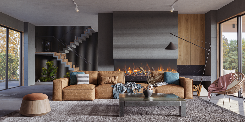 Tru View Bespoke - 65" Indoor / Outdoor 3 Sided Electric Fireplace Featuring a 20" Height, WiFi Compatibility, Bluetooth Connectivity, Multi Function Remote, and a Selection of Media Options