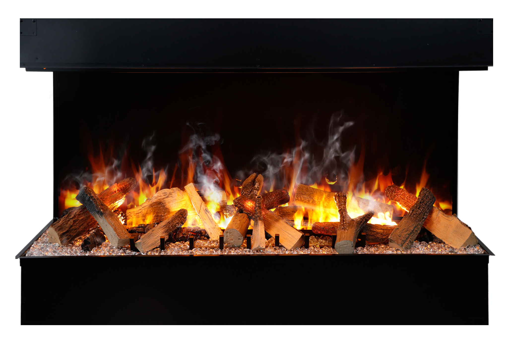 Amantii Signature 75" Indoor/Outdoor 3 Sided Built In Electric Fireplace, WiFi and Bluetooth Connectivity, Programmable Remote, Multi Speed Flame Motor, recommend to order 3 Optimyst ® Cassette 20 with this unit. Optional media kits sold separately