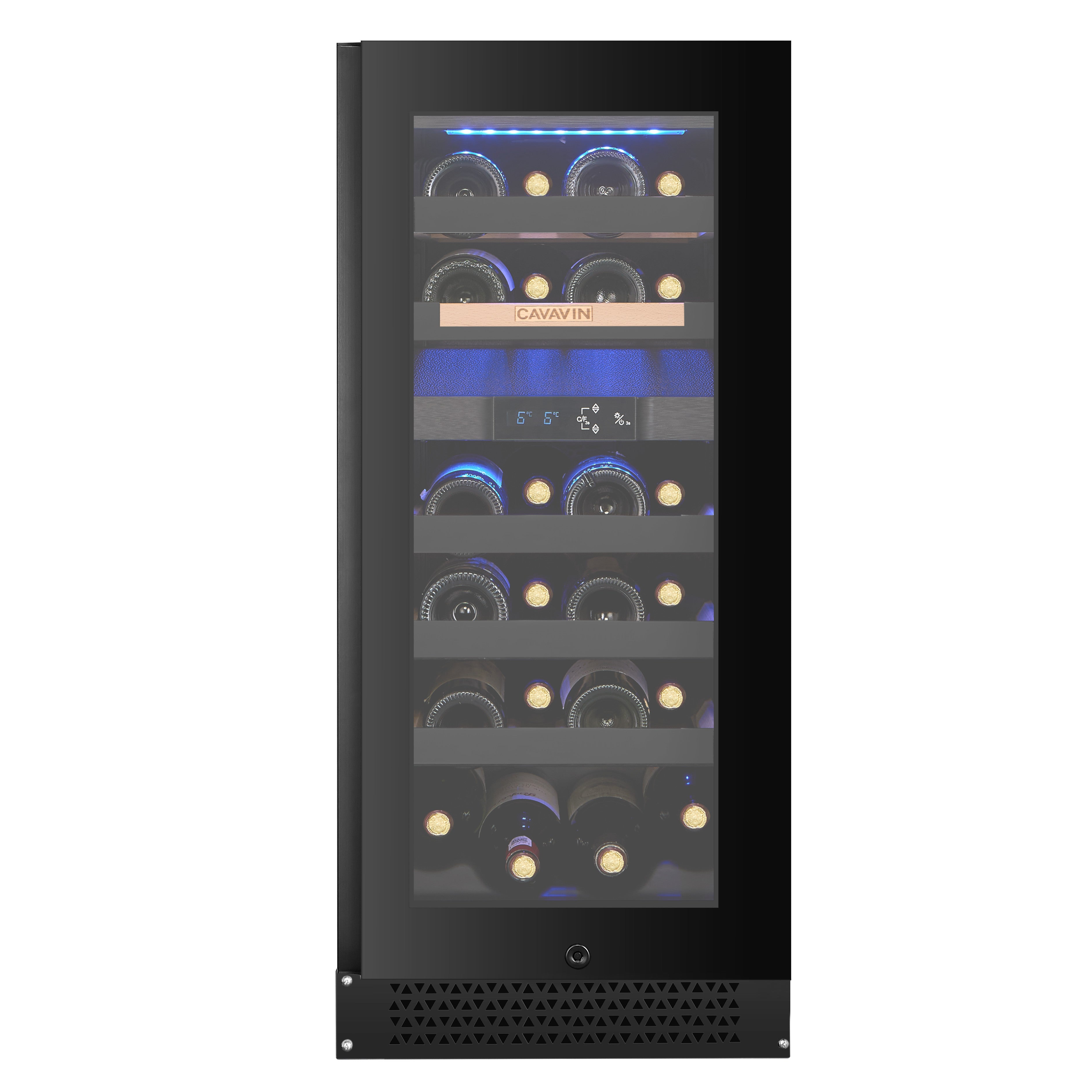 Cavavin Vinoa V-024WDZFGB – 24-Bottle Wine Cellar (Black Full Glass)