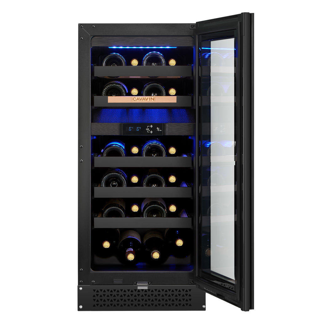 Cavavin Vinoa V-024WDZFGB – 24-Bottle Wine Cellar (Black Full Glass)