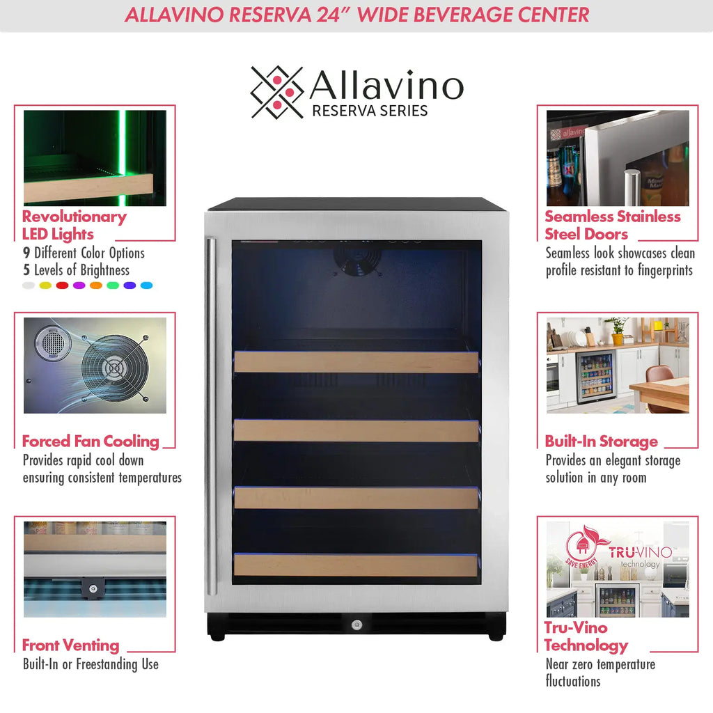 Allavino Reserva Series Stainless Steel Side-by-Side Beverage Center
