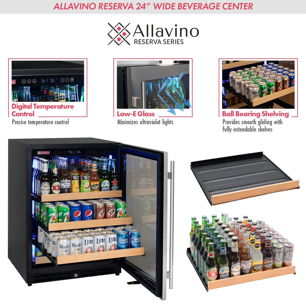 Allavino Reserva Series Stainless Steel Side-by-Side Beverage Center