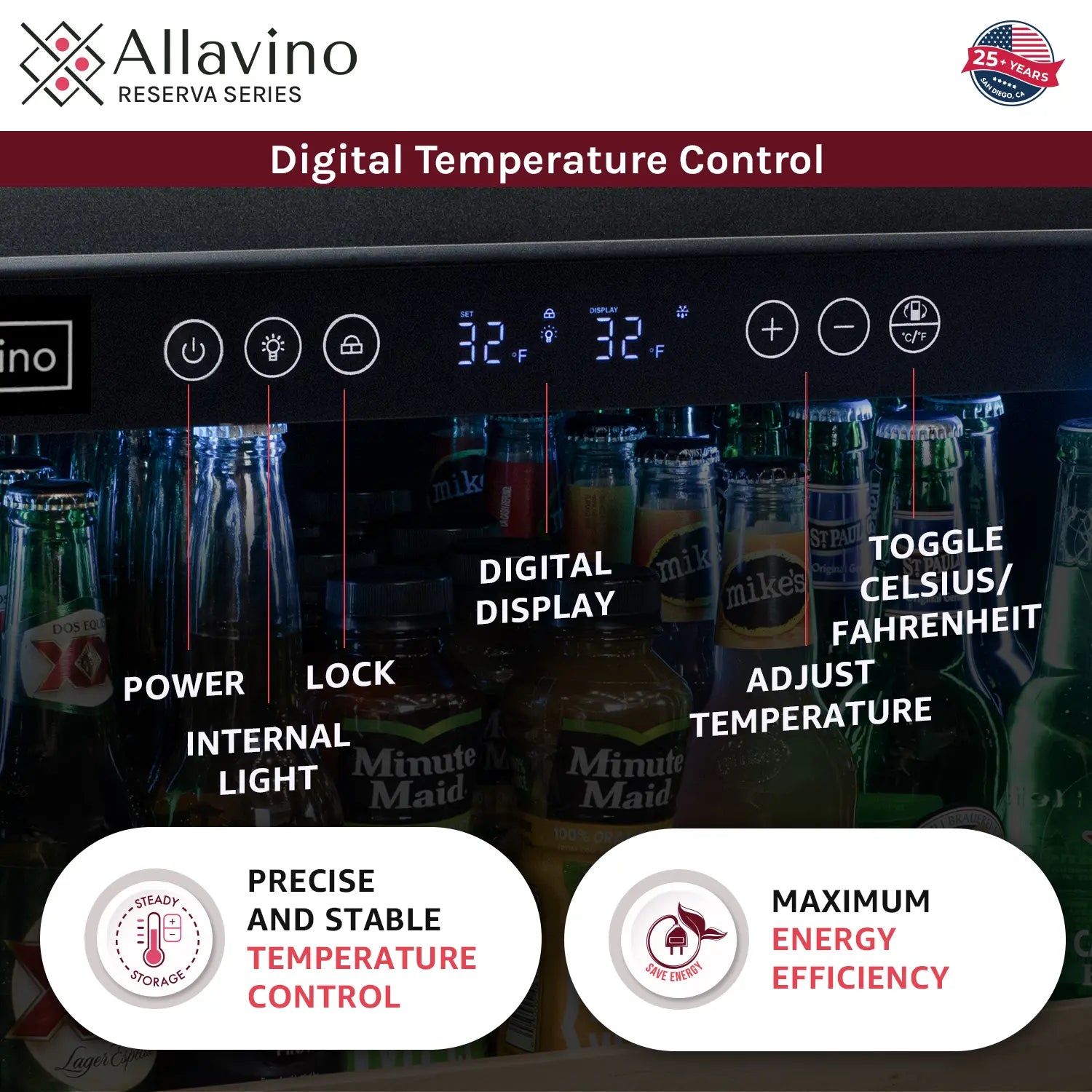 Allavino 24" Wide Reserva Series Stainless Steel Right Hinge Beverage Center