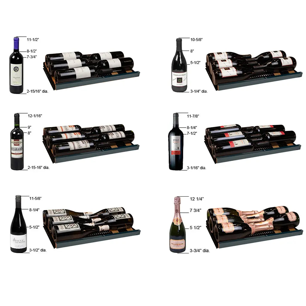 Allavino Reserva Series 67 Bottle 71" Tall Dual Zone Left Hinge Black Shallow Wine Cooler Refrigerator Console