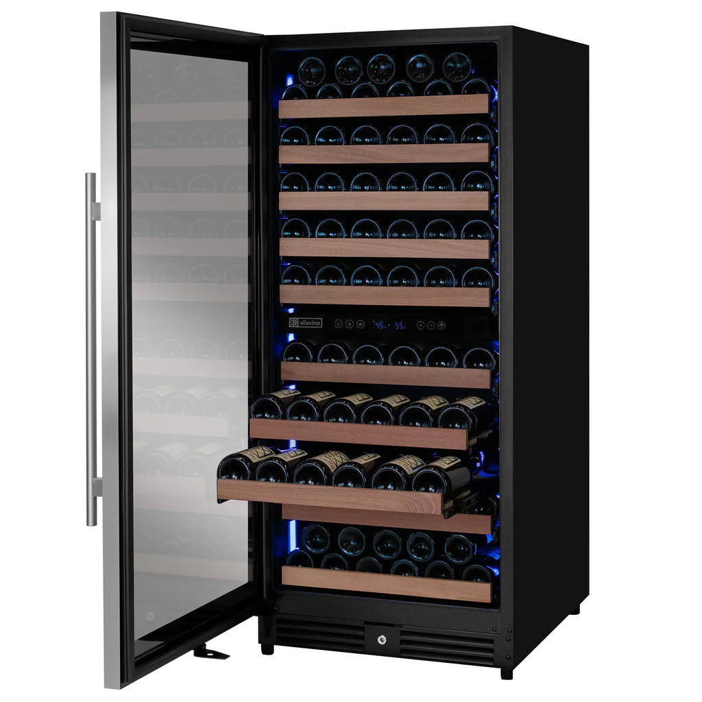 Allavino 119 Bottle 55" Tall Dual Zone Left Hinge Stainless Steel Wine Refrigerator
