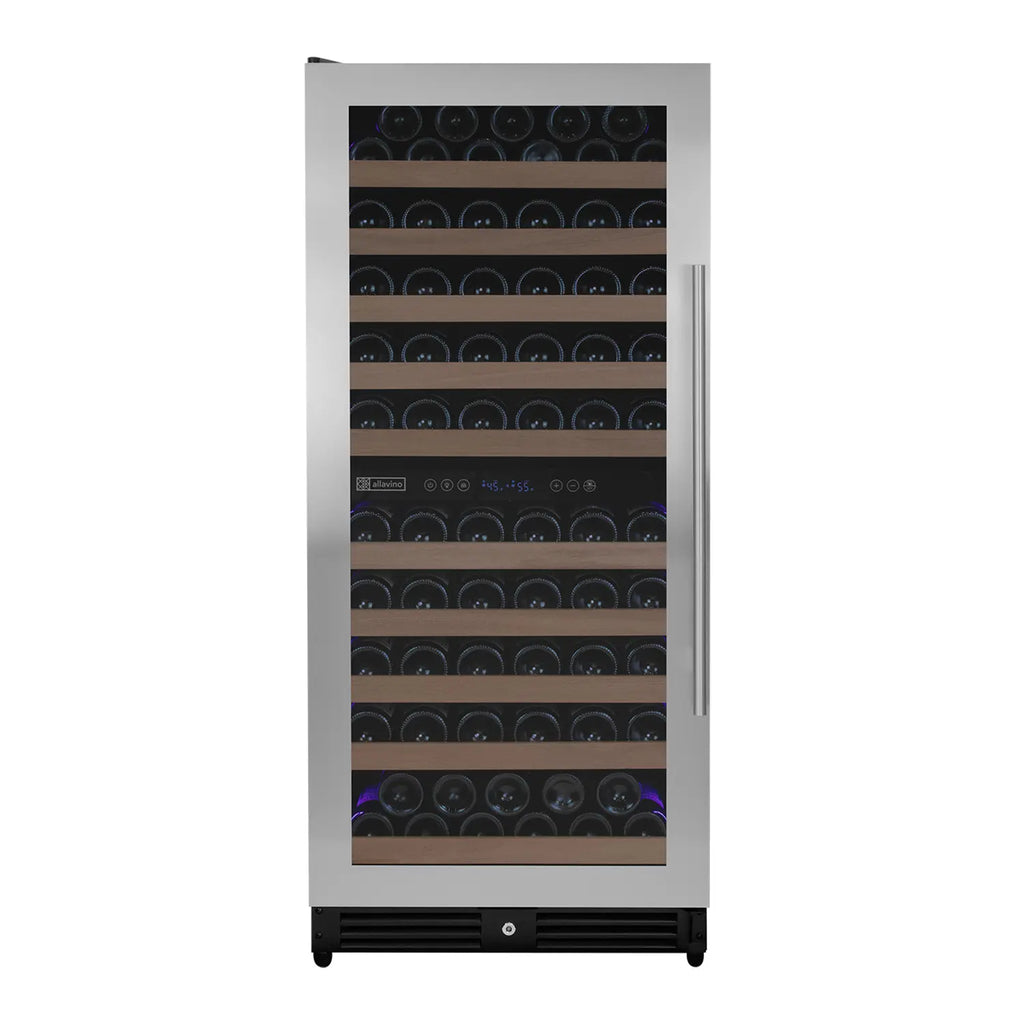 Allavino 119 Bottle 55" Tall Dual Zone Left Hinge Stainless Steel Wine Refrigerator