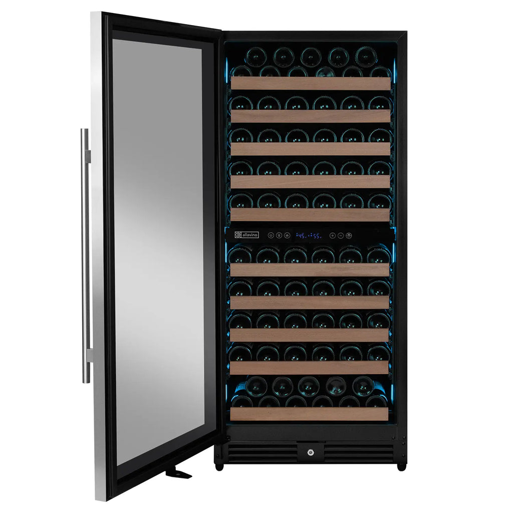 Allavino 119 Bottle 55" Tall Dual Zone Left Hinge Stainless Steel Wine Refrigerator