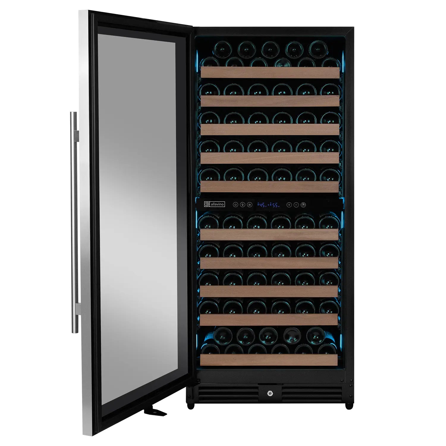 Allavino 119 Bottle 55" Tall Dual Zone Left Hinge Stainless Steel Wine Refrigerator