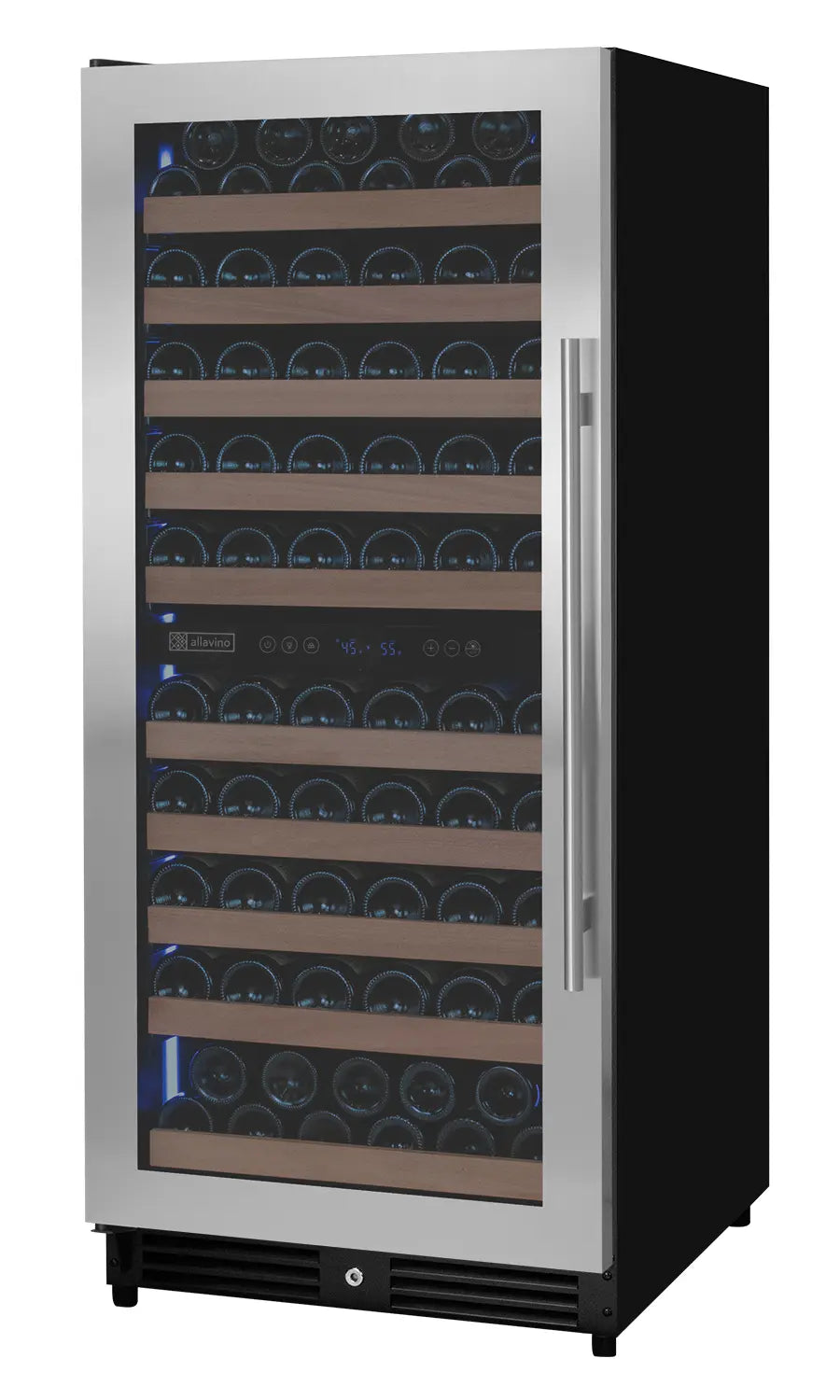 Allavino 119 Bottle 55" Tall Dual Zone Left Hinge Stainless Steel Wine Refrigerator