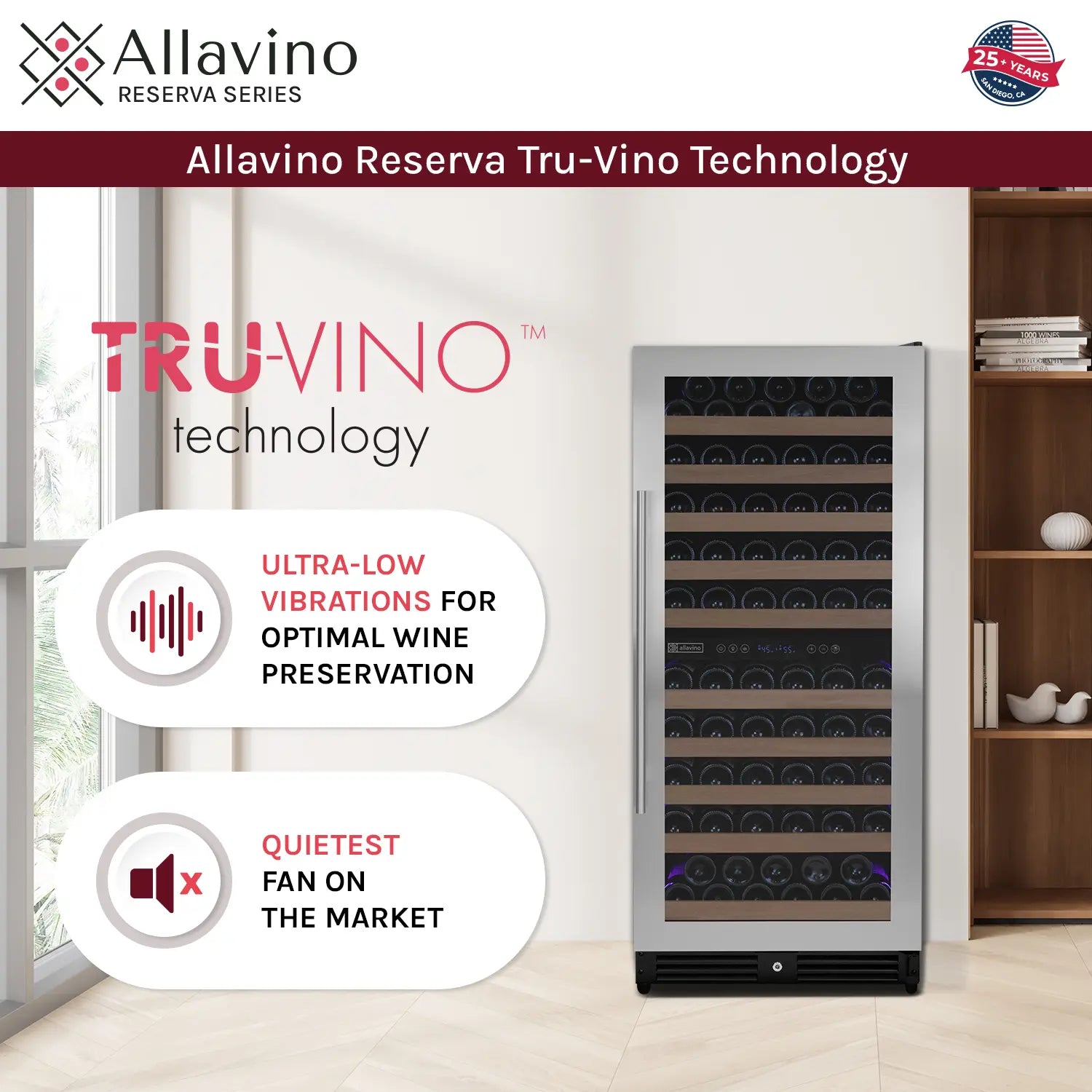 Allavino 119 Bottle 55" Tall Dual Zone Left Hinge Stainless Steel Wine Refrigerator