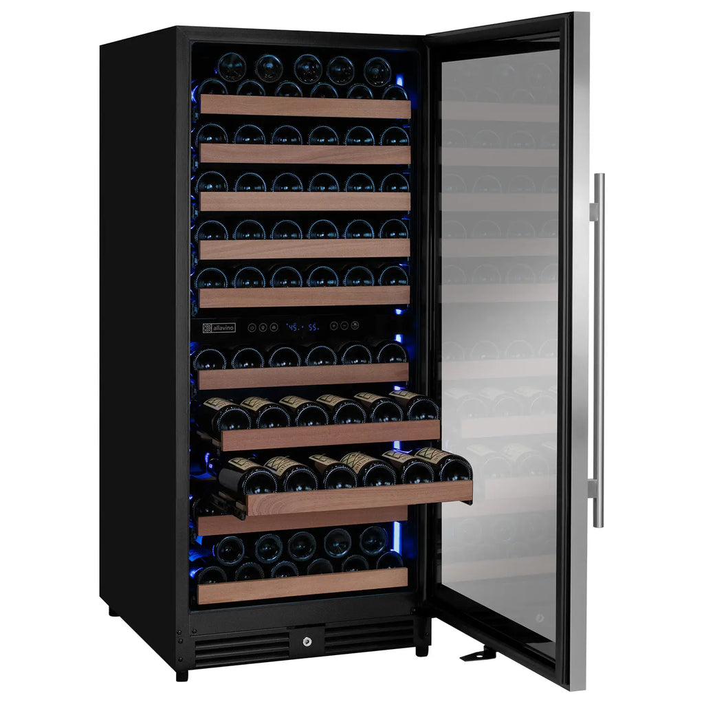 Allavino 119 Bottle 55" Tall Dual Zone Right Hinge Stainless Steel Wine Refrigerator