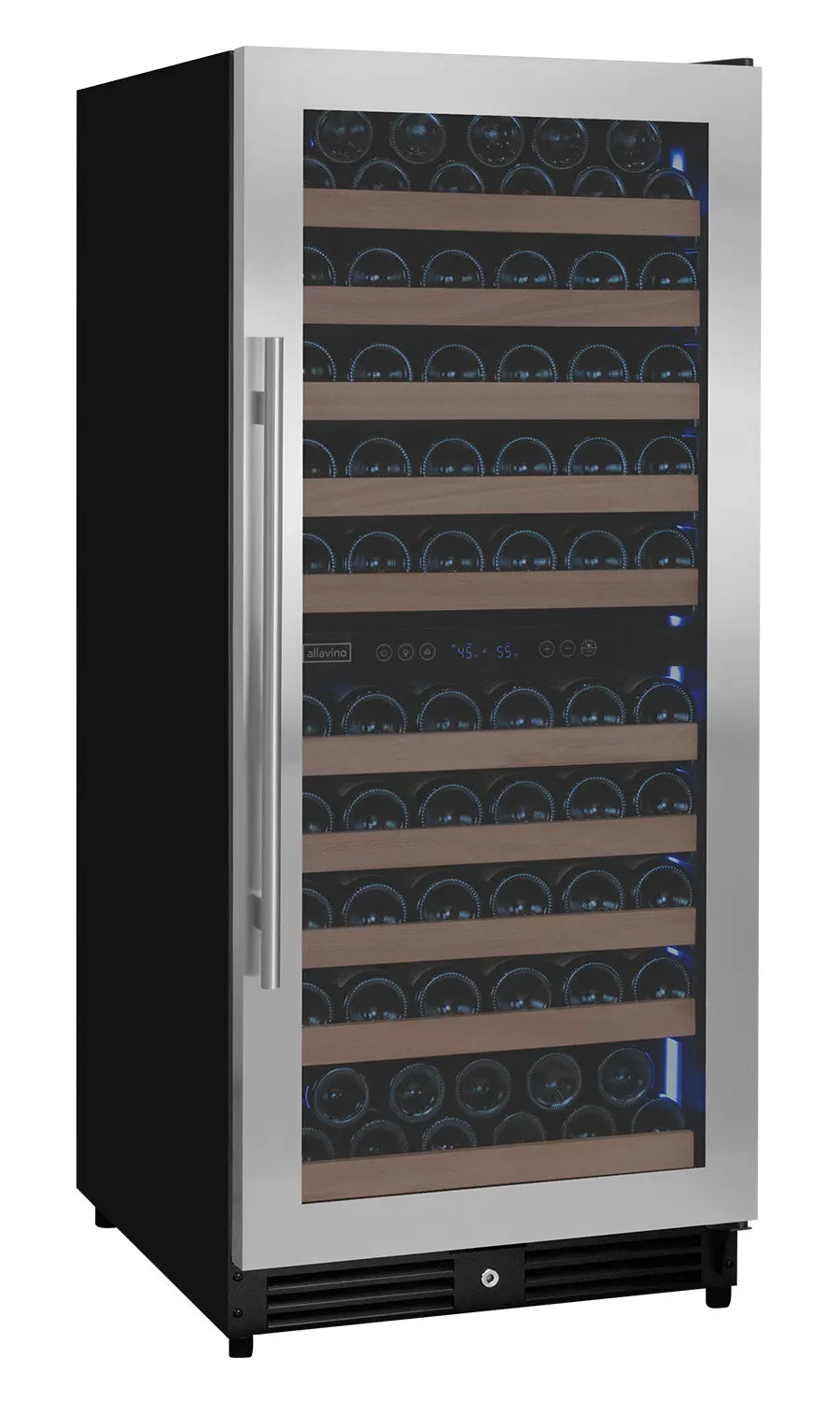 Allavino 119 Bottle 55" Tall Dual Zone Right Hinge Stainless Steel Wine Refrigerator