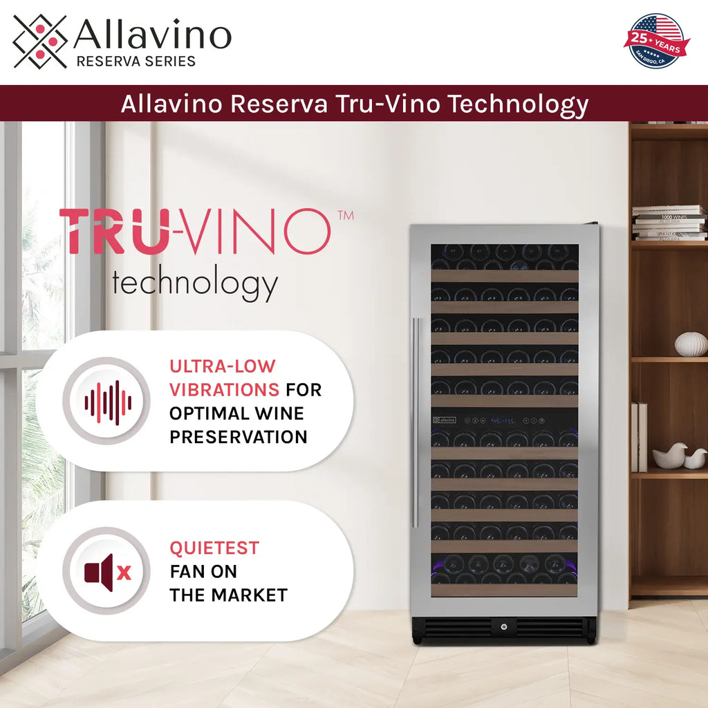 Allavino 119 Bottle 55" Tall Dual Zone Right Hinge Stainless Steel Wine Refrigerator