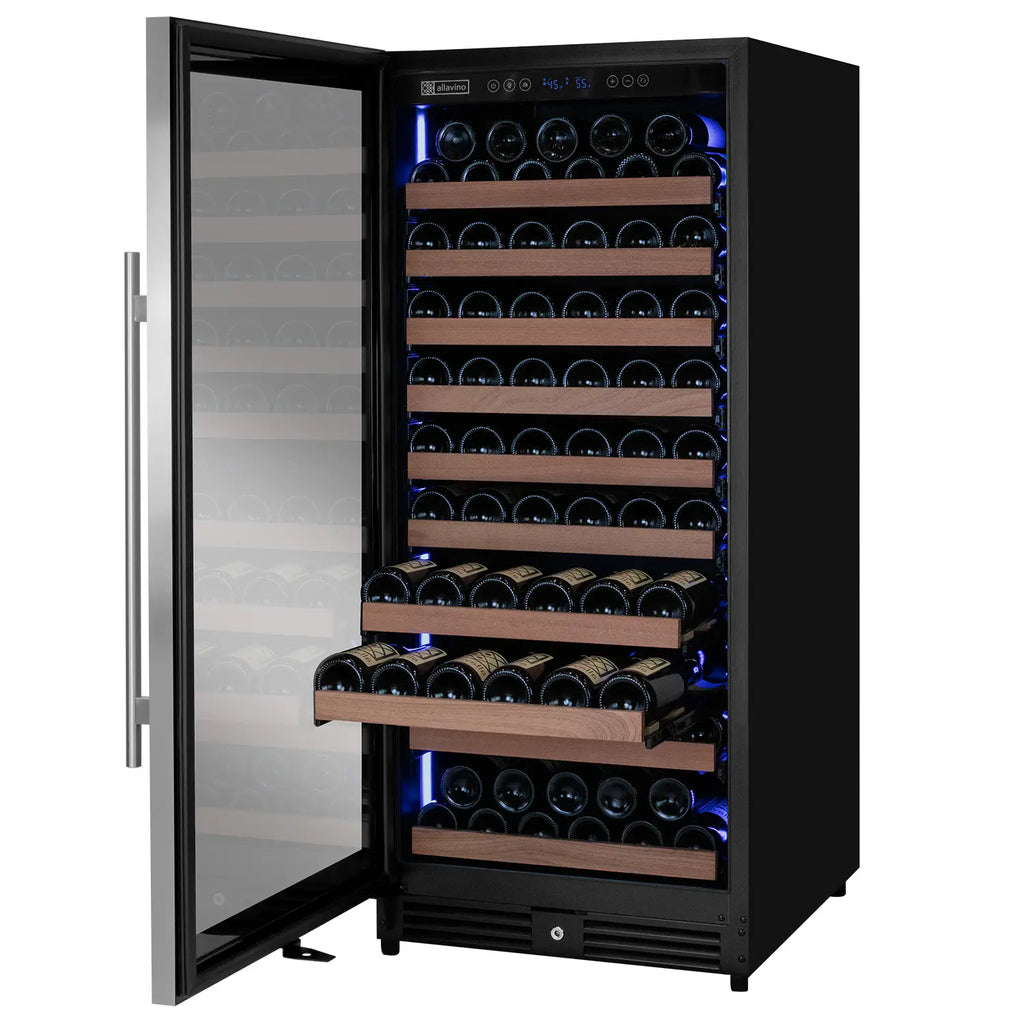 Allavino 119 Bottle 55" Tall Single Zone Left Hinge Stainless Steel Wine Refrigerator