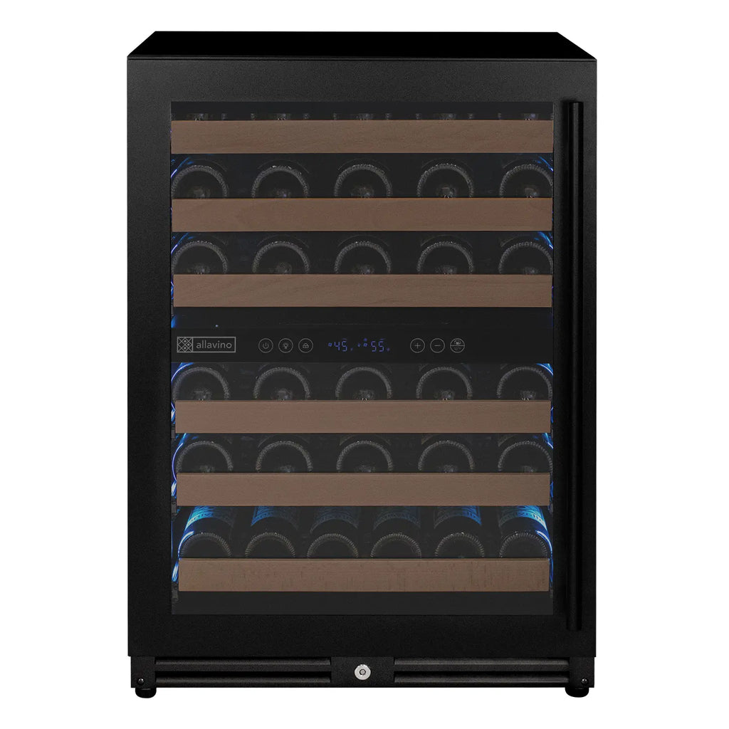 Allavino Reserva Series - 56 Bottle Dual Zone Built-in Luxury Wine Refrigerator with Black Door - Left Hinge