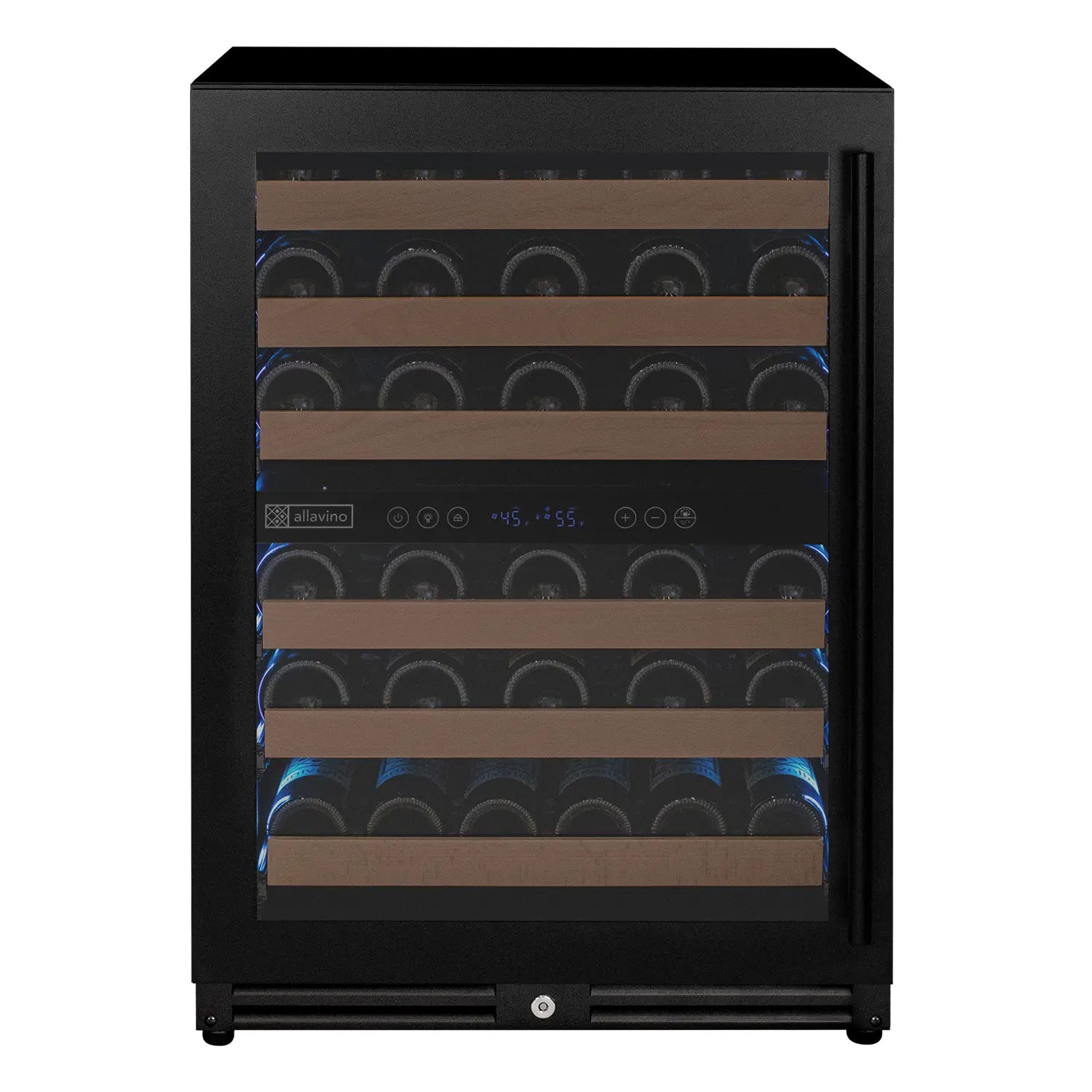 Allavino Reserva Series - 56 Bottle Dual Zone Built-in Luxury Wine Refrigerator with Black Door - Left Hinge