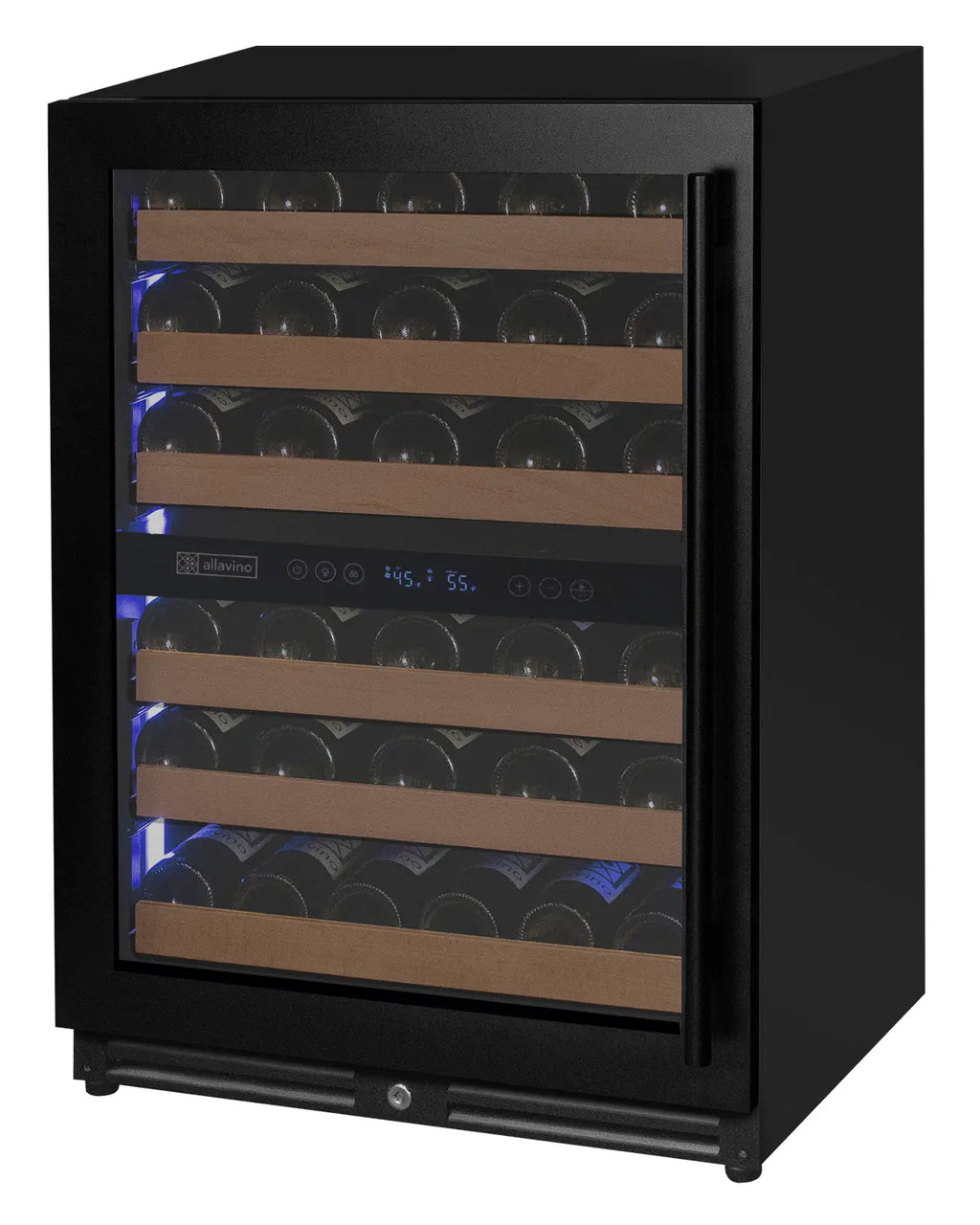 Allavino Reserva Series - 56 Bottle Dual Zone Built-in Luxury Wine Refrigerator with Black Door - Left Hinge