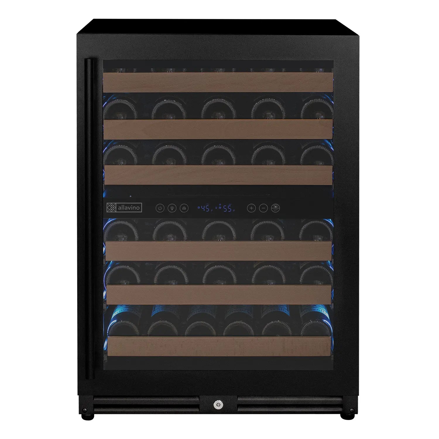 Allavino Reserva Series - 56 Bottle Dual Zone Built-in Luxury Wine Refrigerator with Black Door - Right Hinge