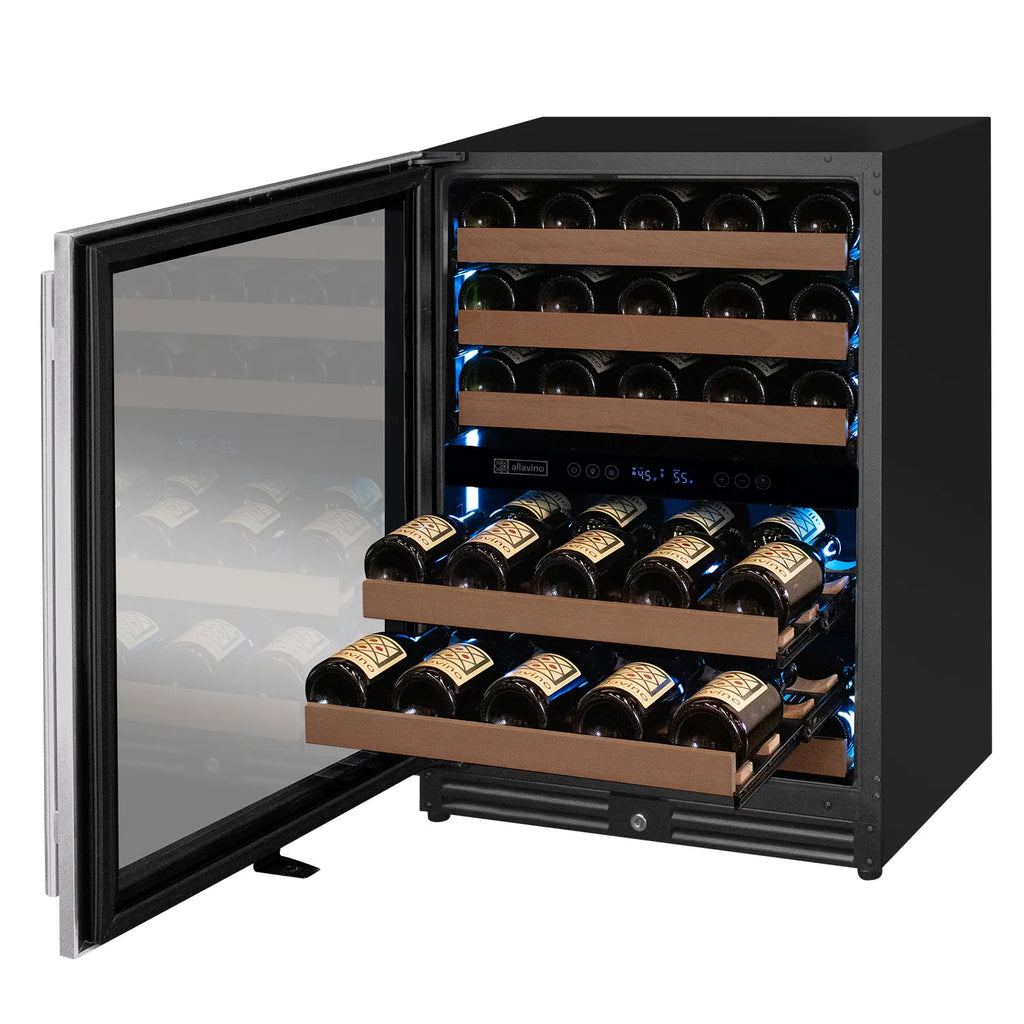 Allavino Reserva Series 51 Bottle Dual Zone Undercounter Wine Refrigerator Cooler with Stainless Steel Door - Left Hinge