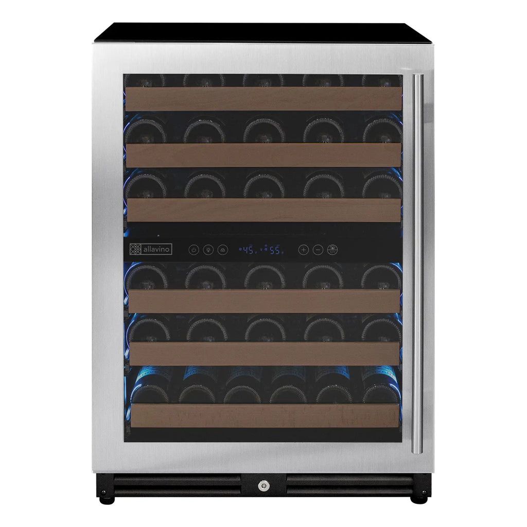 Allavino Reserva Series 51 Bottle Dual Zone Undercounter Wine Refrigerator Cooler with Stainless Steel Door - Left Hinge