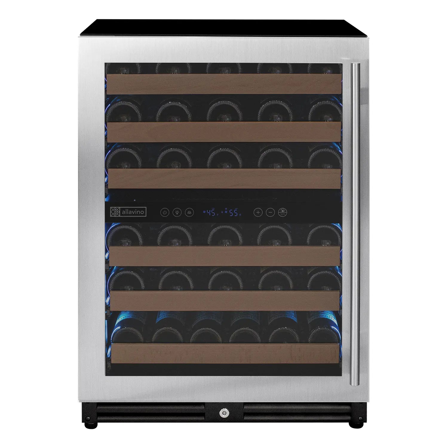 Allavino Reserva Series 51 Bottle Dual Zone Undercounter Wine Refrigerator Cooler with Stainless Steel Door - Left Hinge