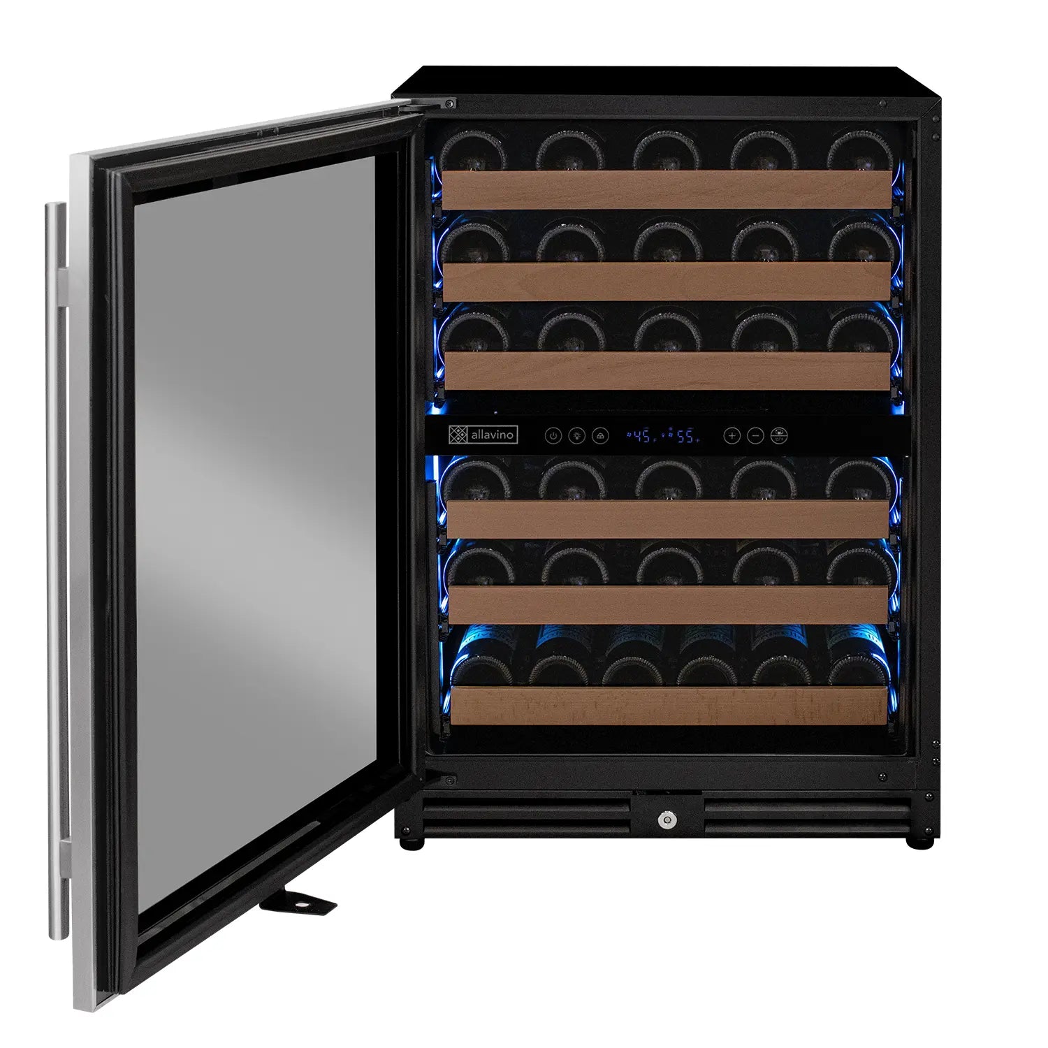 Allavino Reserva Series 51 Bottle Dual Zone Undercounter Wine Refrigerator Cooler with Stainless Steel Door - Left Hinge