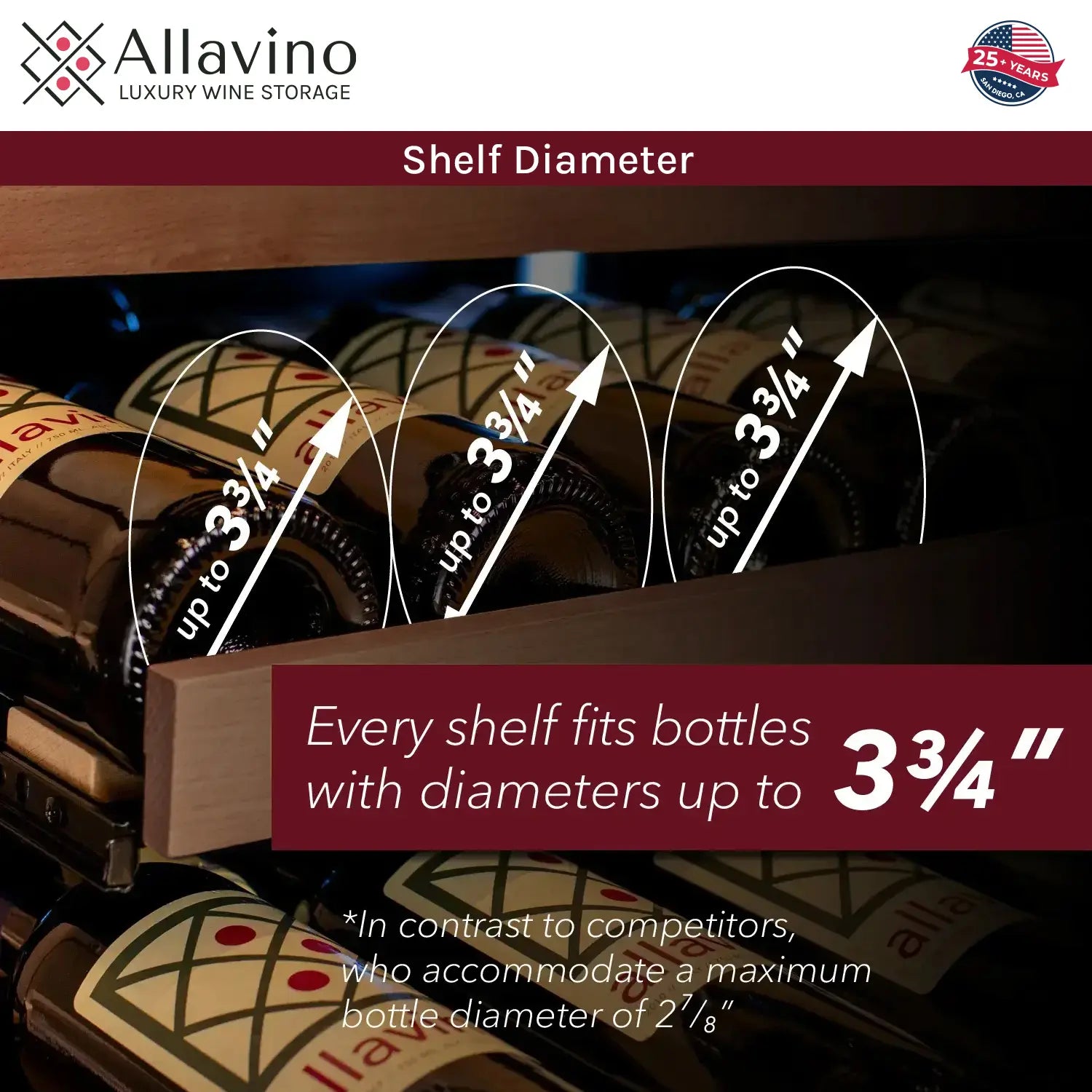 Allavino Reserva Series 51 Bottle Dual Zone Undercounter Wine Refrigerator Cooler with Stainless Steel Door - Left Hinge