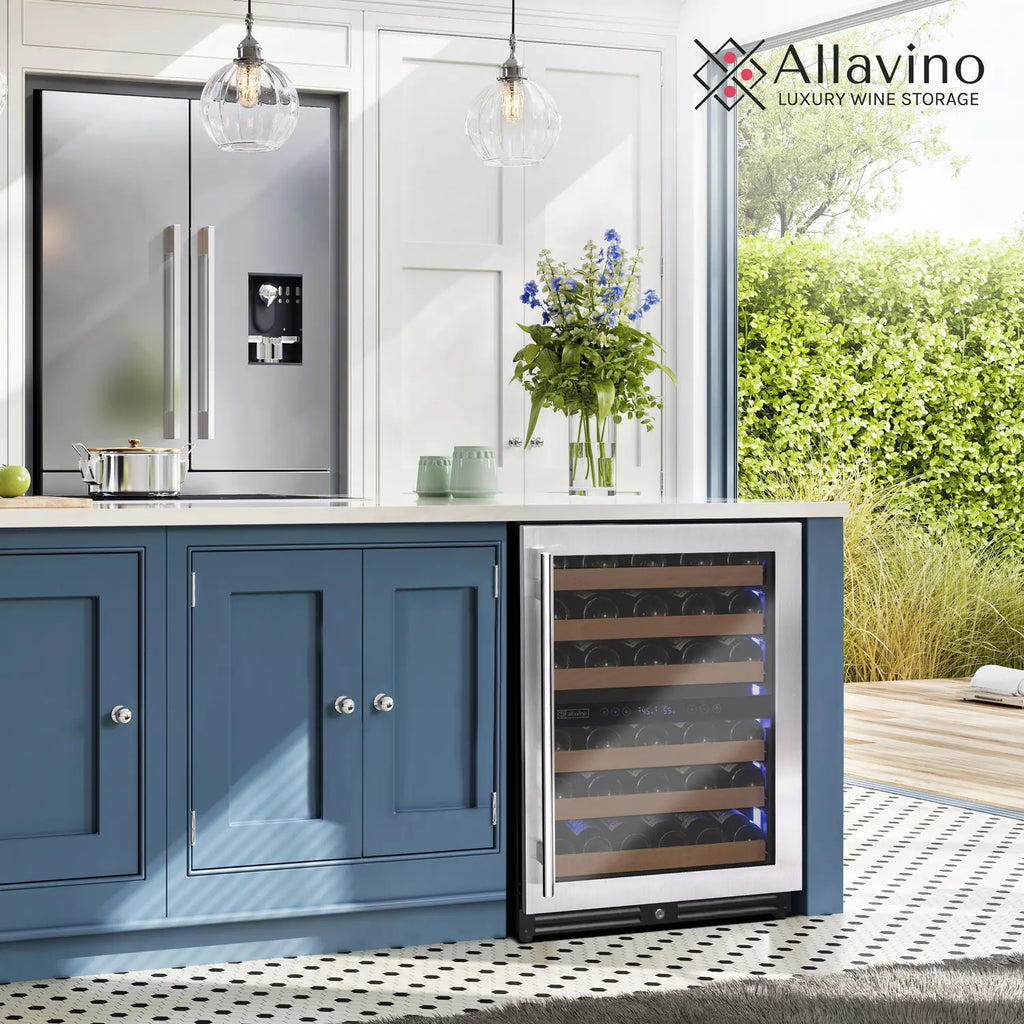 Allavino Reserva Series 51 Bottle Dual Zone Undercounter Wine Refrigerator Cooler with Stainless Steel Door - Right Hinge