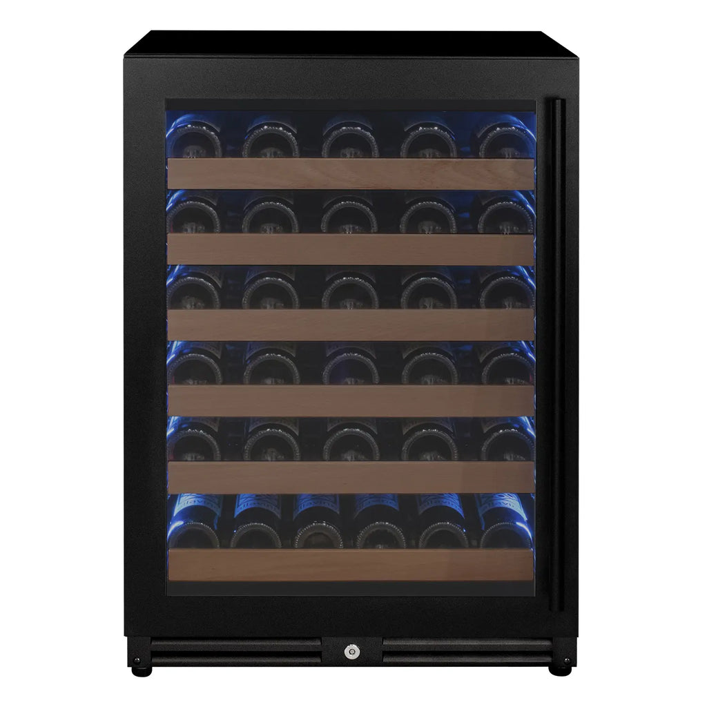 Allavino Reserva Series - 56 Bottle Single Zone Built-in Luxury Wine Refrigerator with Black Door - Left Hinge