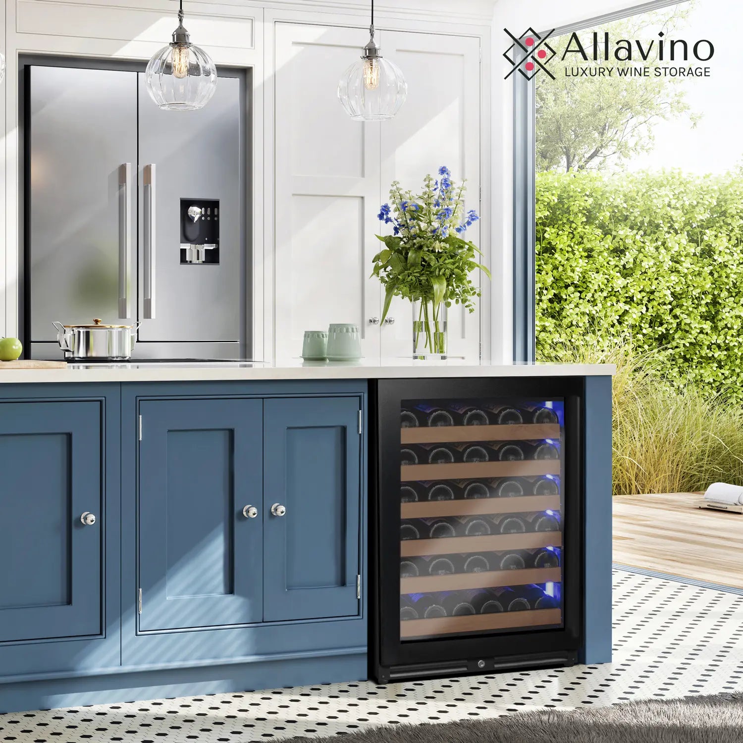 Allavino Reserva Series - 56 Bottle Single Zone Built-in Luxury Wine Refrigerator with Black Door - Left Hinge