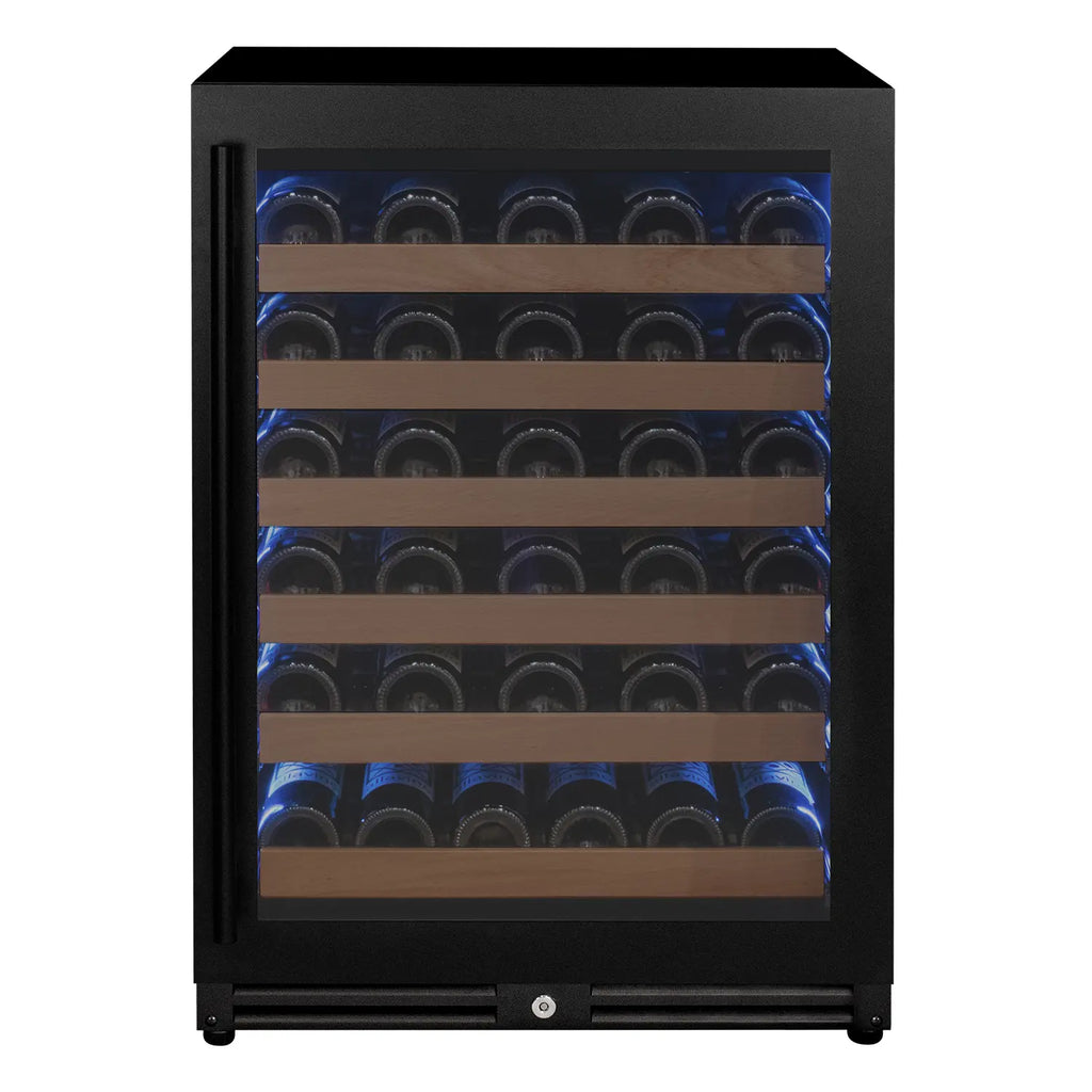 Allavino Reserva Series - 56 Bottle Single Zone Built-in Luxury Wine Refrigerator with Black Door - Right Hinge