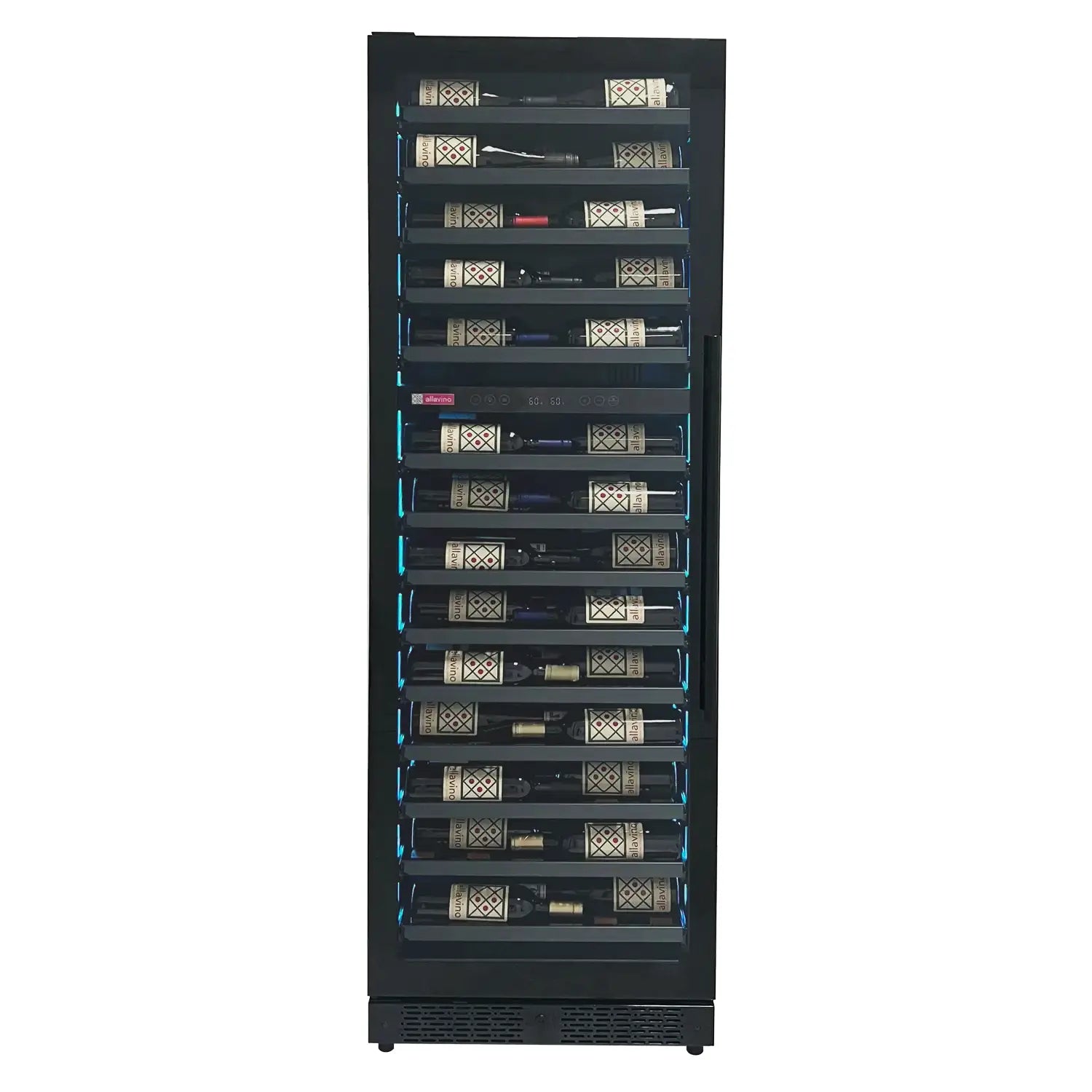 Allavino Reserva Series 67 Bottle 71" Tall Dual Zone Left Hinge Black Shallow Wine Cooler Refrigerator Console