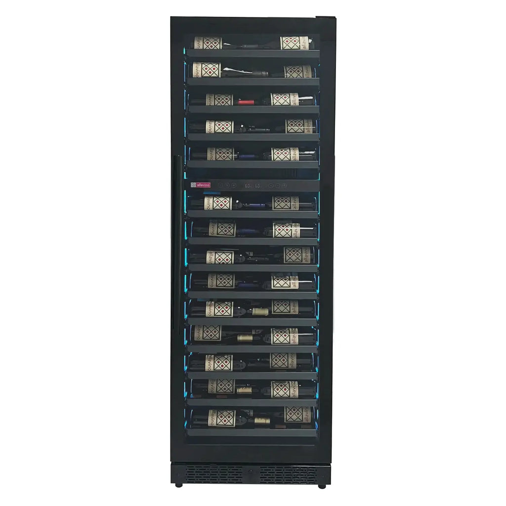 Allavino Reserva Series 67 Bottle 71" Tall Dual Zone Right Hinge Black Shallow Wine Cooler Refrigerator