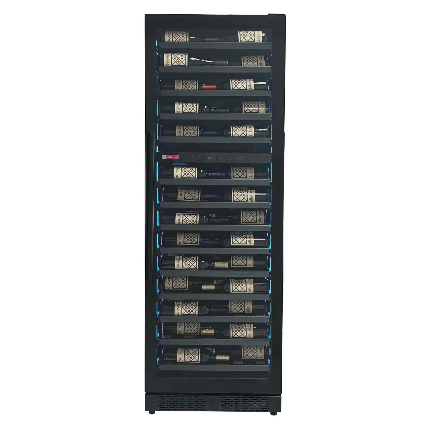 Allavino Reserva Series 67 Bottle 71" Tall Dual Zone Right Hinge Black Shallow Wine Cooler Refrigerator