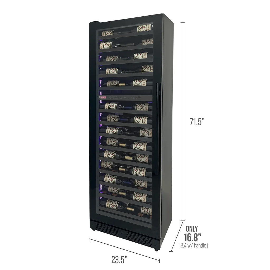 Allavino Reserva Series 67 Bottle 71" Tall Single Zone Left Hinge Black Shallow Wine Cooler Refrigerator Console