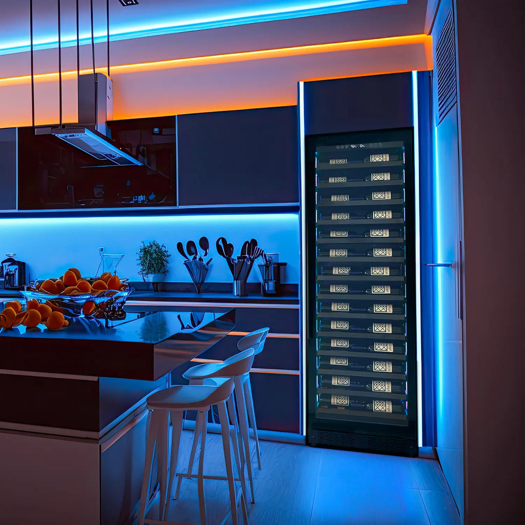 Allavino Reserva Series 67 Bottle 71" Tall Single Zone Left Hinge Black Shallow Wine Cooler Refrigerator Console