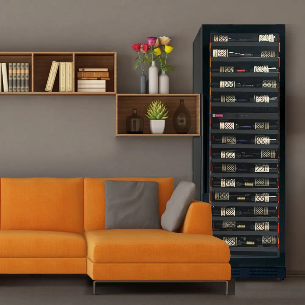 Allavino Reserva Series 67 Bottle 71" Tall Dual Zone Right Hinge Black Shallow Wine Cooler Refrigerator