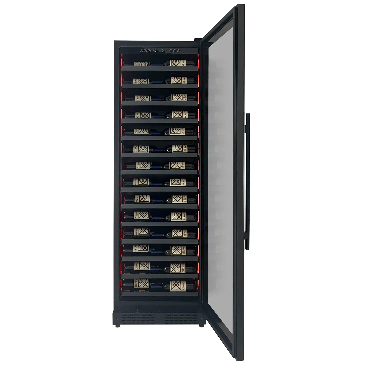 Allavino Reserva Series 67 Bottle Single Zone Shallow Built-in Wine Cooler Refrigerator with Black Glass Door - Right Hinge