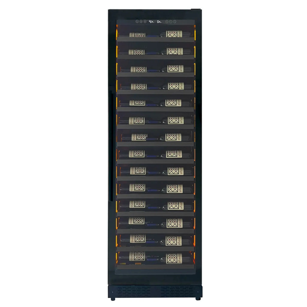 Allavino Reserva Series 67 Bottle Single Zone Shallow Built-in Wine Cooler Refrigerator with Black Glass Door - Right Hinge
